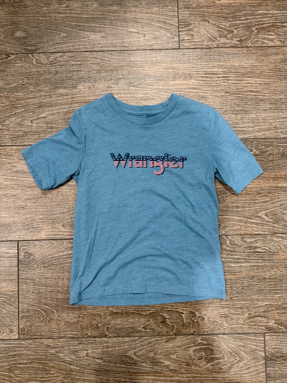 Wrangler American Flag Logo T-Shirt Kids Medium Blue Tee